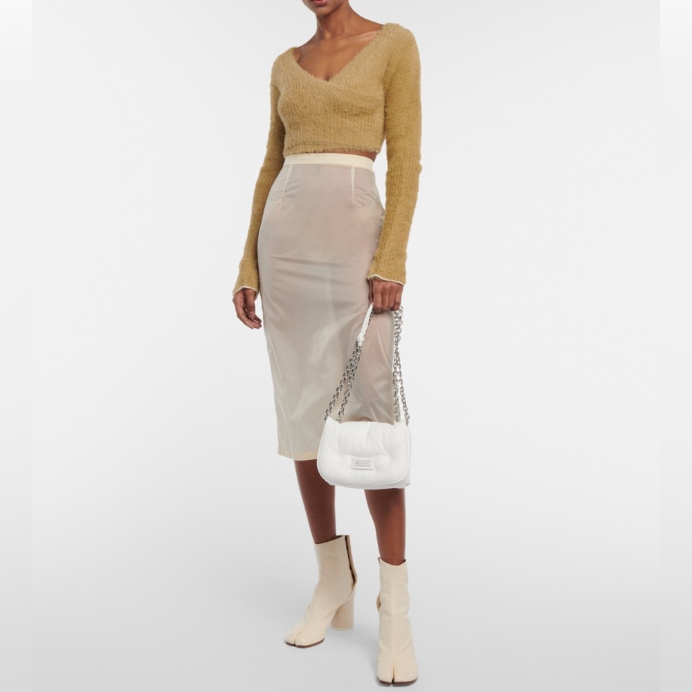 MM6 Mason Margiela Knit Light Khaki Crop Top Sweater